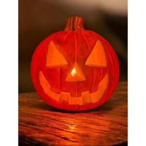 Vintage Light Up Jack O Lantern Light UP Pumpkin 8" Halloween Blow Mold